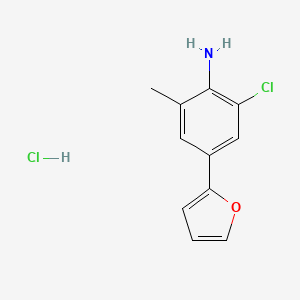 molecular formula C11H11Cl2NO B1404686 2-氯-4-(呋喃-2-基)-6-甲基苯胺盐酸盐 CAS No. 1565845-72-8