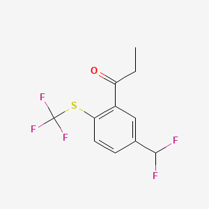 molecular formula C11H9F5OS B14046942 1-(5-(Difluoromethyl)-2-(trifluoromethylthio)phenyl)propan-1-one 