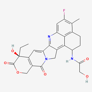 N-[(10S,23S)-10-ethyl-18-fluoro-10-hydroxy-19-methyl-5,9-dioxo-8-oxa-4,15-diazahexacyclo[14.7.1.0(2),(1).0,(1)(3).0,(1)(1).0(2),(2)]tetracosa-1,6(11),12,14,16,18,20(24)-heptaen-23-yl]-2-hydroxyacetamide