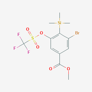 molecular formula C12H14BrF3O5SSi B1404704 Methyl 3-bromo-5-(((trifluoromethyl)sulfonyl)oxy)-4-(trimethylsilyl)benzoate CAS No. 1242069-32-4