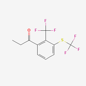 molecular formula C11H8F6OS B14047060 1-(2-(Trifluoromethyl)-3-(trifluoromethylthio)phenyl)propan-1-one 