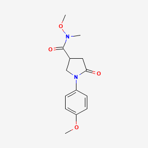 molecular formula C14H18N2O4 B1404709 N-甲氧基-1-(4-甲氧基苯基)-N-甲基-5-氧代吡咯烷-3-羧酰胺 CAS No. 1610377-20-2