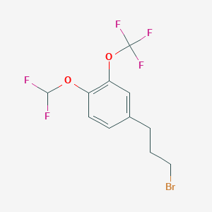 molecular formula C11H10BrF5O2 B14047094 1-(3-Bromopropyl)-4-(difluoromethoxy)-3-(trifluoromethoxy)benzene 