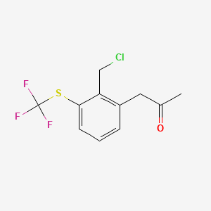 molecular formula C11H10ClF3OS B14047137 1-(2-(Chloromethyl)-3-(trifluoromethylthio)phenyl)propan-2-one 