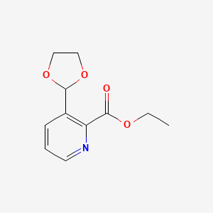 molecular formula C11H13NO4 B1404719 3-(1,3-二氧戊环-2-基)吡啶-2-羧酸乙酯 CAS No. 1423757-75-8