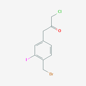 molecular formula C10H9BrClIO B14047203 1-(4-(Bromomethyl)-3-iodophenyl)-3-chloropropan-2-one 