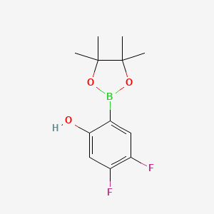 molecular formula C12H15BF2O3 B14047316 4,5-Difluoro-2-(4,4,5,5-tetramethyl-1,3,2-dioxaborolan-2-YL)phenol 