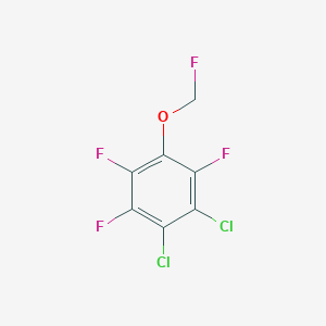 molecular formula C7H2Cl2F4O B14047368 1,2-Dichloro-4-fluoromethoxy-3,5,6-trifluorobenzene 