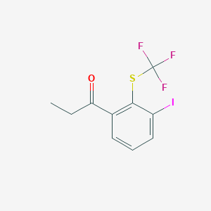 molecular formula C10H8F3IOS B14047385 1-(3-Iodo-2-(trifluoromethylthio)phenyl)propan-1-one 