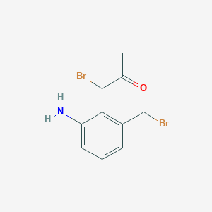 molecular formula C10H11Br2NO B14047430 1-(2-Amino-6-(bromomethyl)phenyl)-1-bromopropan-2-one 