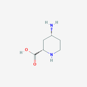 molecular formula C6H12N2O2 B14047438 (2S,4R)-4-Aminopiperidine-2-carboxylic acid 