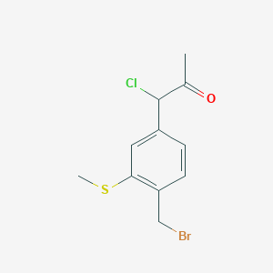 molecular formula C11H12BrClOS B14047468 1-(4-(Bromomethyl)-3-(methylthio)phenyl)-1-chloropropan-2-one 