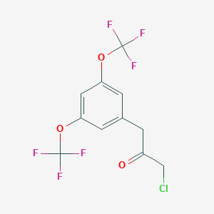 molecular formula C11H7ClF6O3 B14047595 1-(3,5-Bis(trifluoromethoxy)phenyl)-3-chloropropan-2-one 