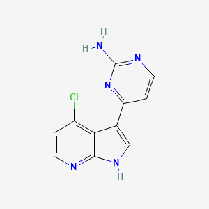 molecular formula C11H8ClN5 B14047623 2-Pyrimidinamine, 4-(4-chloro-1H-pyrrolo[2,3-b]pyridin-3-yl) 