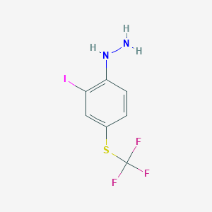 molecular formula C7H6F3IN2S B14047627 1-(2-Iodo-4-(trifluoromethylthio)phenyl)hydrazine 