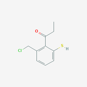 molecular formula C10H11ClOS B14047630 1-(2-(Chloromethyl)-6-mercaptophenyl)propan-1-one 