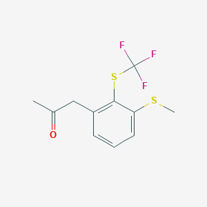 molecular formula C11H11F3OS2 B14047643 1-(3-(Methylthio)-2-(trifluoromethylthio)phenyl)propan-2-one 