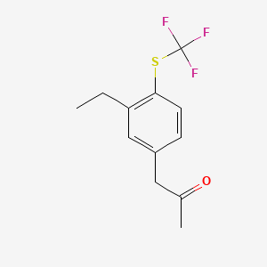 molecular formula C12H13F3OS B14047671 1-(3-Ethyl-4-(trifluoromethylthio)phenyl)propan-2-one 