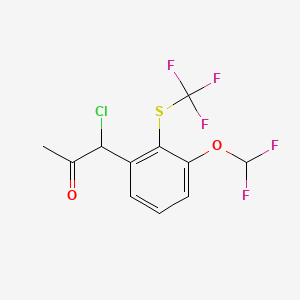 molecular formula C11H8ClF5O2S B14047672 1-Chloro-1-(3-(difluoromethoxy)-2-(trifluoromethylthio)phenyl)propan-2-one 