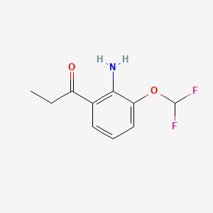 molecular formula C10H11F2NO2 B14047778 1-(2-Amino-3-(difluoromethoxy)phenyl)propan-1-one 