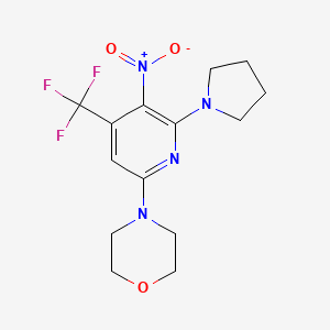 molecular formula C14H17F3N4O3 B1404780 4-(5-Nitro-6-pyrrolidin-1-yl-4-trifluoromethyl-pyridin-2-yl)-morpholine CAS No. 1431555-34-8