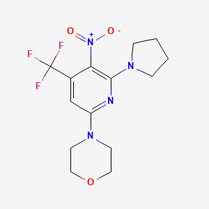 molecular formula C14H17F3N4O3 B1404780 4-(5-硝基-6-吡咯烷-1-基-4-三氟甲基-吡啶-2-基)-吗啉 CAS No. 1431555-34-8