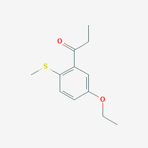 molecular formula C12H16O2S B14047979 1-(5-Ethoxy-2-(methylthio)phenyl)propan-1-one 