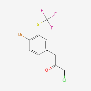 molecular formula C10H7BrClF3OS B14048000 1-(4-Bromo-3-(trifluoromethylthio)phenyl)-3-chloropropan-2-one 