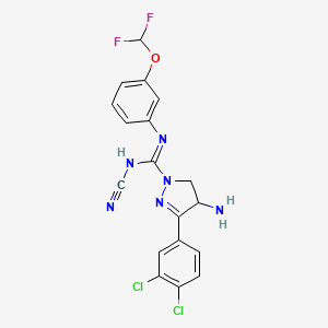 (E)-4-amino-N-cyano-3-(3,4-dichlorophenyl)-N'-(3-(difluoromethoxy)phenyl)-4,5-dihydro-1H-pyrazole-1-carboximidamide