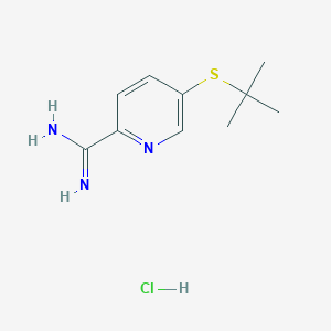 molecular formula C10H16ClN3S B1404811 5-(Tert-butylsulfanyl)pyridine-2-carboximidamide hydrochloride CAS No. 1394668-72-4
