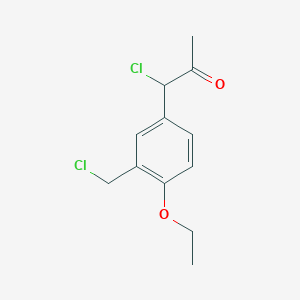 molecular formula C12H14Cl2O2 B14048114 1-Chloro-1-(3-(chloromethyl)-4-ethoxyphenyl)propan-2-one 