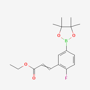 molecular formula C17H22BFO4 B14048163 (E)-Ethyl 3-(2-fluoro-5-(4,4,5,5-tetramethyl-1,3,2-dioxaborolan-2-yl)phenyl)acrylate 