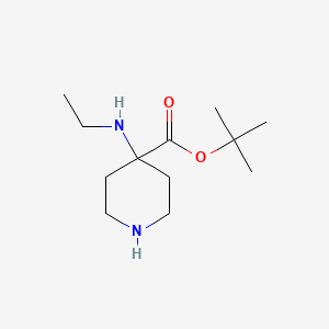 molecular formula C12H24N2O2 B14048170 Tert-butyl 4-(ethylamino)piperidine-4-carboxylate 