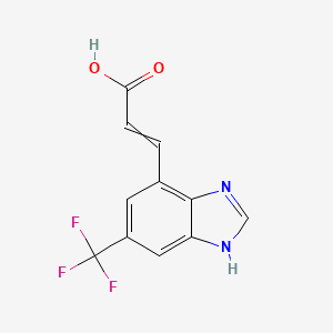 molecular formula C11H7F3N2O2 B14048203 (E)-3-(5-Trifluoromethyl-1H-benzo[d]imidazol-7-yl)acrylic acid 