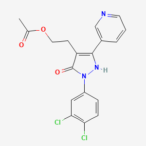 2-(1-(3,4-dichlorophenyl)-5-hydroxy-3-(pyridin-3-yl)-1H-pyrazol-4-yl)ethyl acetate