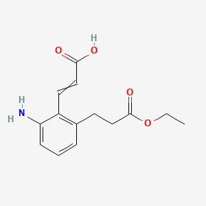 molecular formula C14H17NO4 B14048275 (E)-3-(2-Amino-6-(3-ethoxy-3-oxopropyl)phenyl)acrylic acid 