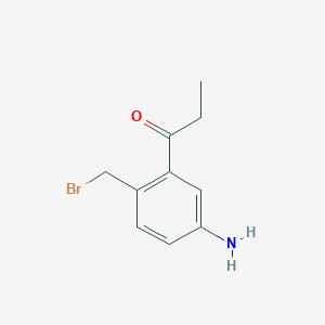 molecular formula C10H12BrNO B14048299 1-(5-Amino-2-(bromomethyl)phenyl)propan-1-one 