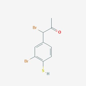 molecular formula C9H8Br2OS B14048316 1-Bromo-1-(3-bromo-4-mercaptophenyl)propan-2-one 