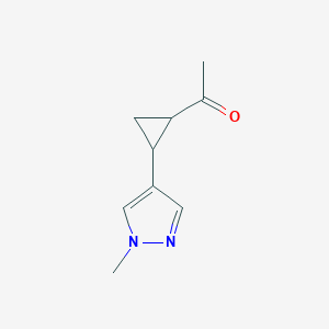 molecular formula C9H12N2O B14048347 1-(2-(1-Methyl-1H-pyrazol-4-yl)cyclopropyl)ethan-1-one 