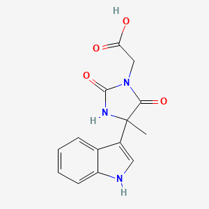 molecular formula C14H13N3O4 B14048388 2-(4-(1H-Indol-3-yl)-4-methyl-2,5-dioxoimidazolidin-1-yl)acetic acid 