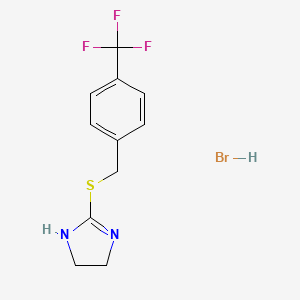 molecular formula C11H12BrF3N2S B1404843 2-{[4-(三氟甲基)苄基]硫代}-4,5-二氢-1H-咪唑氢溴酸盐 CAS No. 1351587-11-5