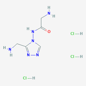 molecular formula C5H13Cl3N6O B1404844 N1-[3-(氨甲基)-4H-1,2,4-三唑-4-基]甘氨酰胺三盐酸盐 CAS No. 1351647-67-0