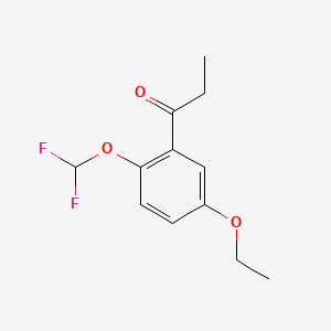 molecular formula C12H14F2O3 B14048440 1-(2-(Difluoromethoxy)-5-ethoxyphenyl)propan-1-one 