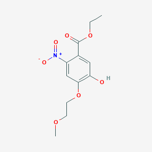 molecular formula C12H15NO7 B14048456 Ethyl 5-hydroxy-4-(2-methoxyethoxy)-2-nitrobenzoate 