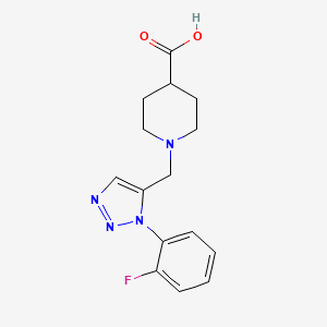molecular formula C15H17FN4O2 B1404851 1-{[1-(2-fluorophenyl)-1H-1,2,3-triazol-5-yl]methyl}piperidine-4-carboxylic acid CAS No. 1400540-11-5