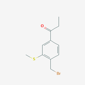 1-(4-(Bromomethyl)-3-(methylthio)phenyl)propan-1-one