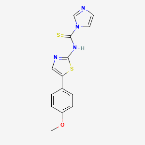 molecular formula C14H12N4OS2 B14048577 N-(5-(4-methoxyphenyl)thiazol-2-yl)-1H-imidazole-1-carbothioamide 