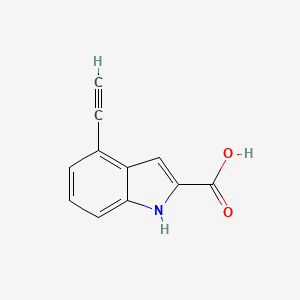 molecular formula C11H7NO2 B14048598 4-Ethynyl-1H-indole-2-carboxylic acid 