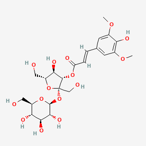 molecular formula C23H32O15 B14048606 [(2S,3S,4R,5R)-4-hydroxy-2,5-bis(hydroxymethyl)-2-[(2S,3R,4S,5S,6R)-3,4,5-trihydroxy-6-(hydroxymethyl)oxan-2-yl]oxyoxolan-3-yl] (E)-3-(4-hydroxy-3,5-dimethoxyphenyl)prop-2-enoate 