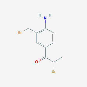 molecular formula C10H11Br2NO B14048627 1-(4-Amino-3-(bromomethyl)phenyl)-2-bromopropan-1-one 